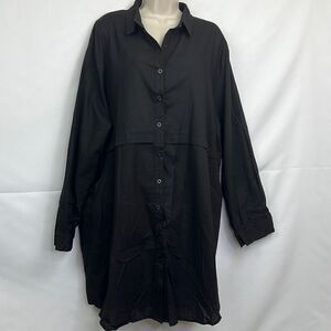 Hotouch black linen shirt dress coverup NWT size XXXL